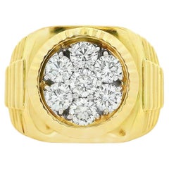 18k Yellow Gold 2.3ctw Round Brilliant Diamond Men's Cluster Ring
