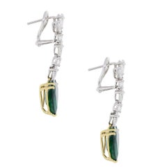 Heart Shape Emerald Diamond Drop Earrings