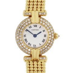 Cartier yellow gold Vintage Colisee Diamond Bezel Quartz Wristwatch, 1980