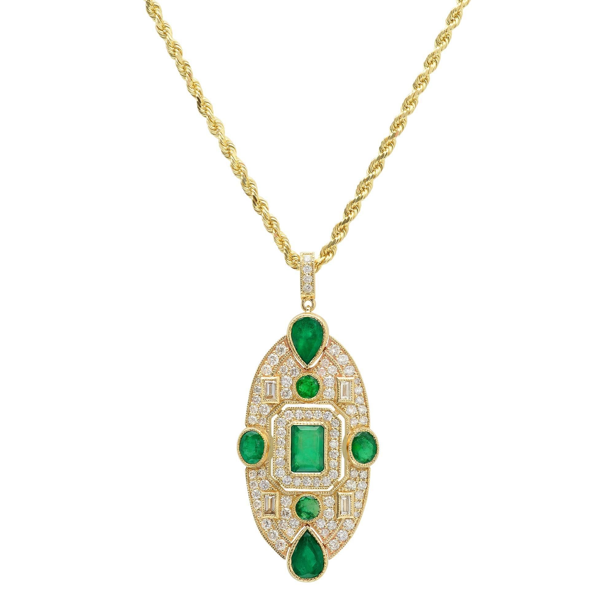 KC Sukamto Fideli Emerald Diamond Pendant Necklace For Sale