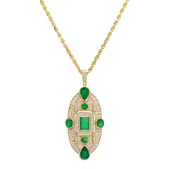 KC Sukamto Fideli Emerald Diamond Pendant Necklace