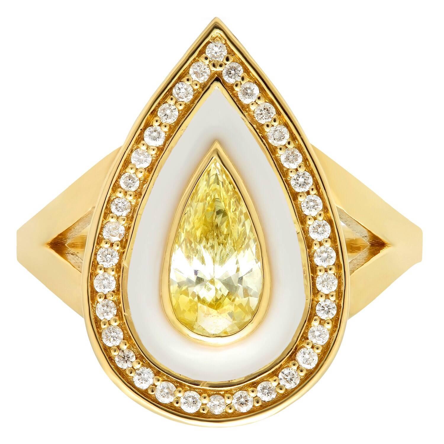 KC Sukamto Veda Natural Yellow Diamond Yellow Gold Ring For Sale