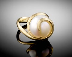 Infinity Freshwater Pearl 18 Karat Gold Ring by Layani Fine Jewelry