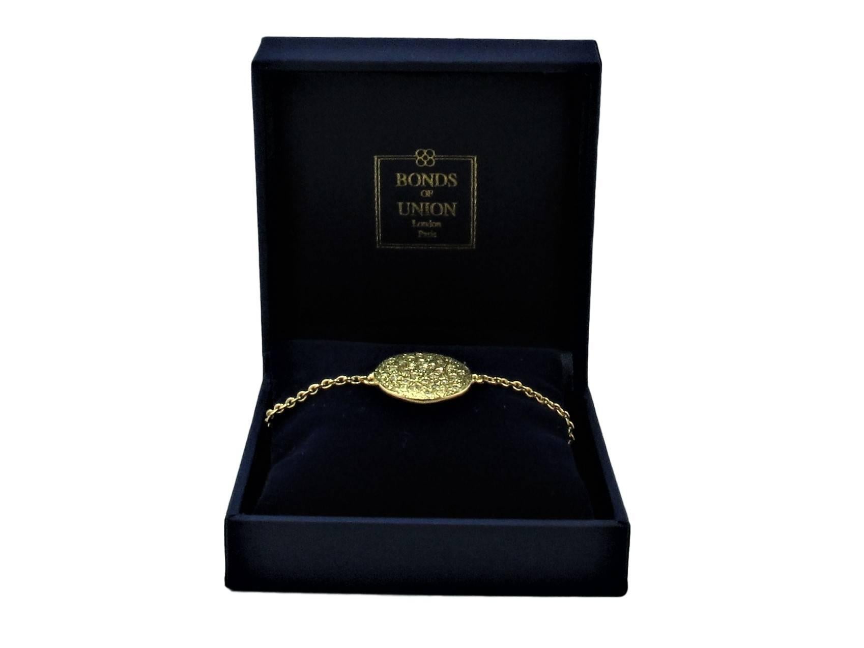 Modern Performance Art : DIAMONDS IN LOVE on PLANET LOVE Yellow Gold Plated  Bracelet  For Sale