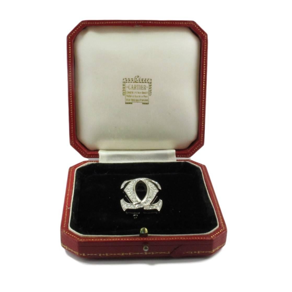 Contemporary Diamond Cartier 'C de Cartier' white gold  Brooch