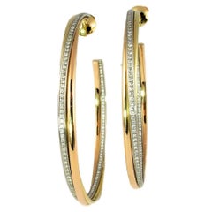 Cartier Diamond Hoop Trinity Earrings. Yellow, White and Rose Gold. Cartier Box