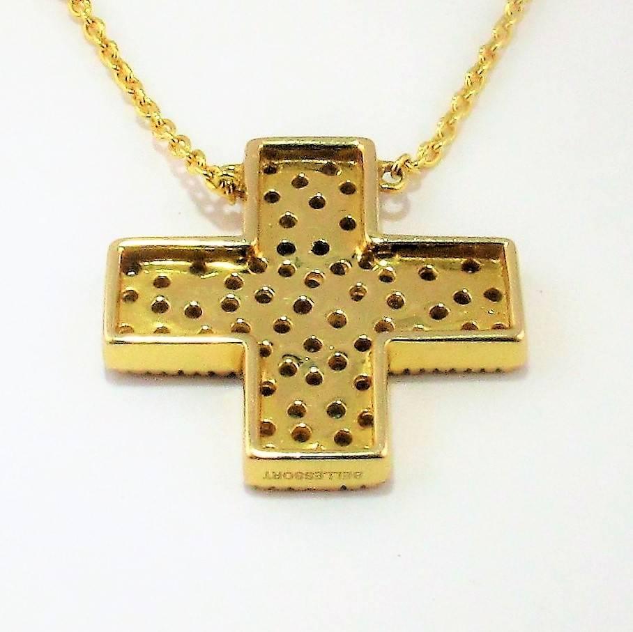 Women's or Men's DIAMONDS IN LOVE on Diamond Yellow Gold Cross Pendant Necklace  