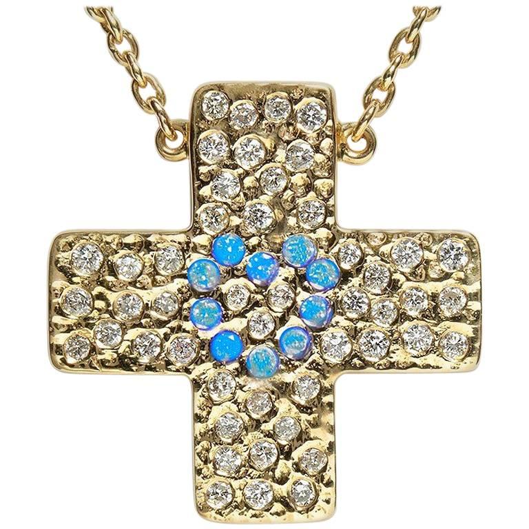 Series ' Lumieres de Diamants ' ' Infinite Love '
Diamond scintillation on yellow Cross . 
Under a provided gem light natural luminous diamonds glow as a constellation of Love. 
To see video on Bonds of Union's storefront go to the bottom of the