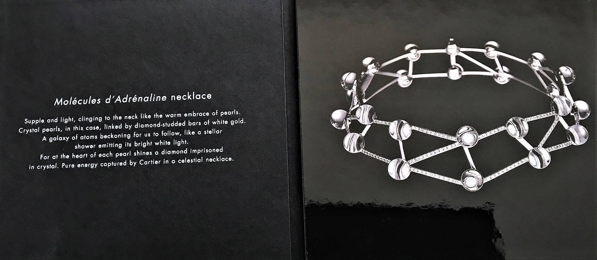 Contemporary Cartier Museum White Diamond Crystal Necklace Brooch Bracelet Set Suite For Sale