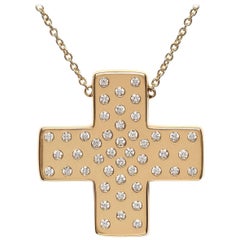 Series 
Les Lumineuses
:   Love, Diamond Yellow Gold Cross Pendant Necklace