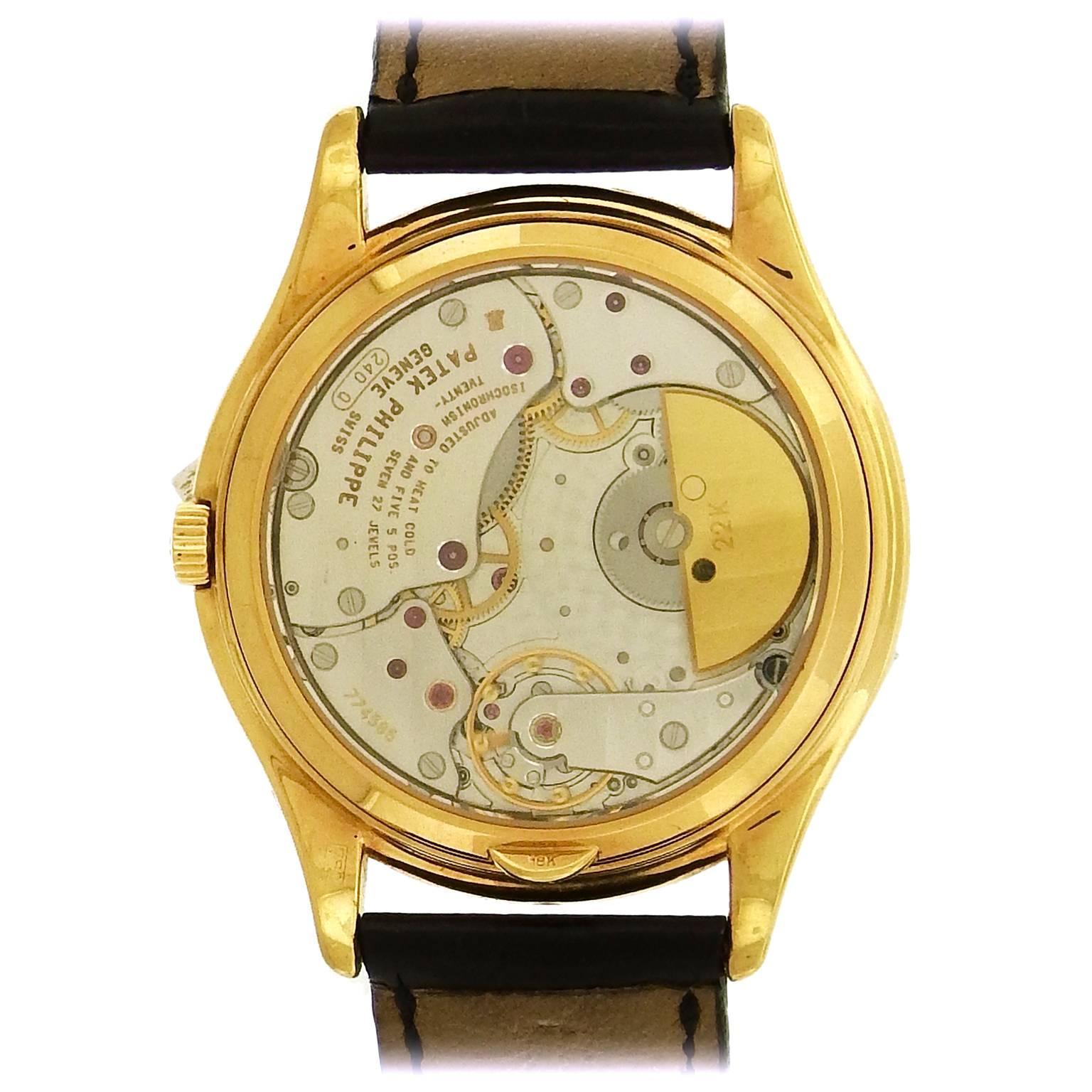 Men's Patek Philippe Yellow Gold Perpetual Calendar Moonphase Wristwatch Ref 3940