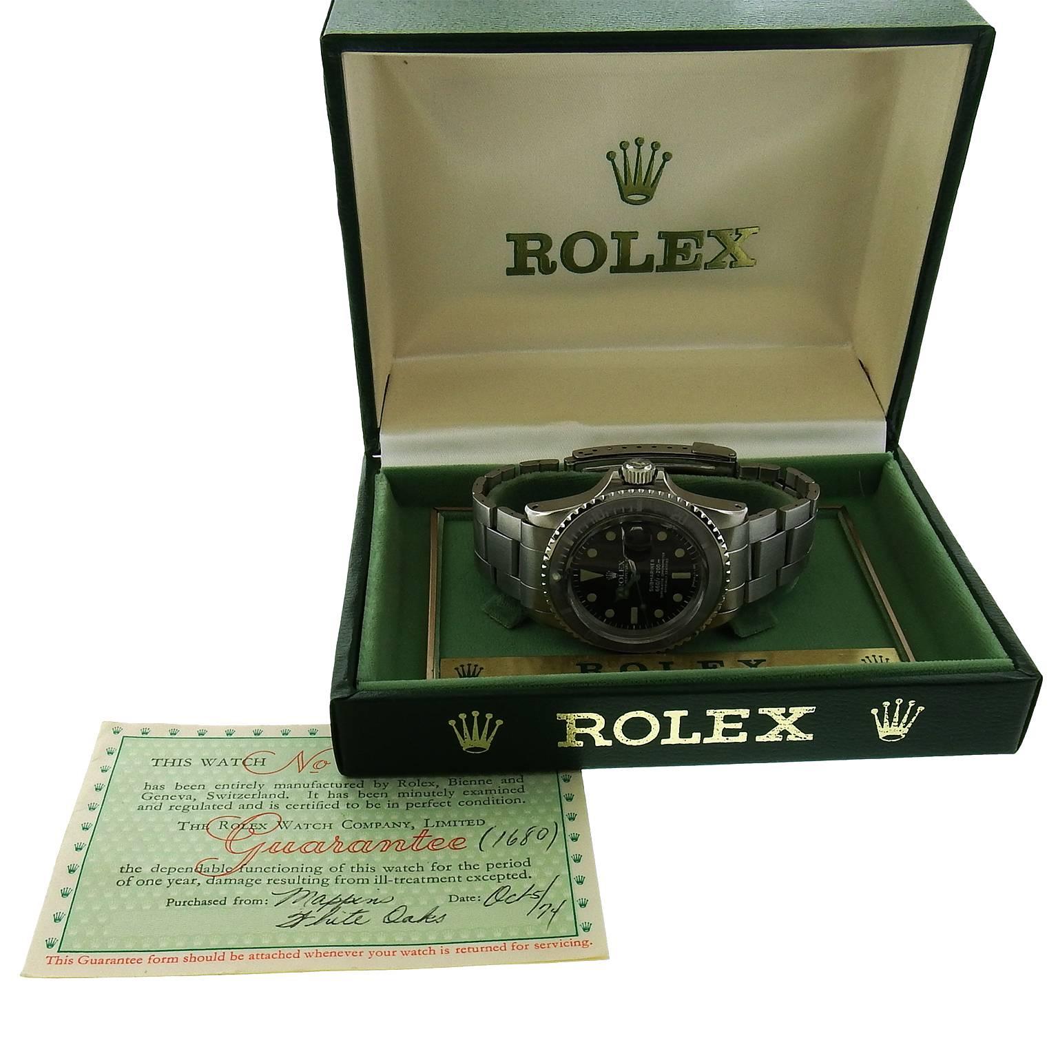 Rolex Stainless Steel Submariner Diver's Wristwatch Ref. 1680 Circa 1971 1