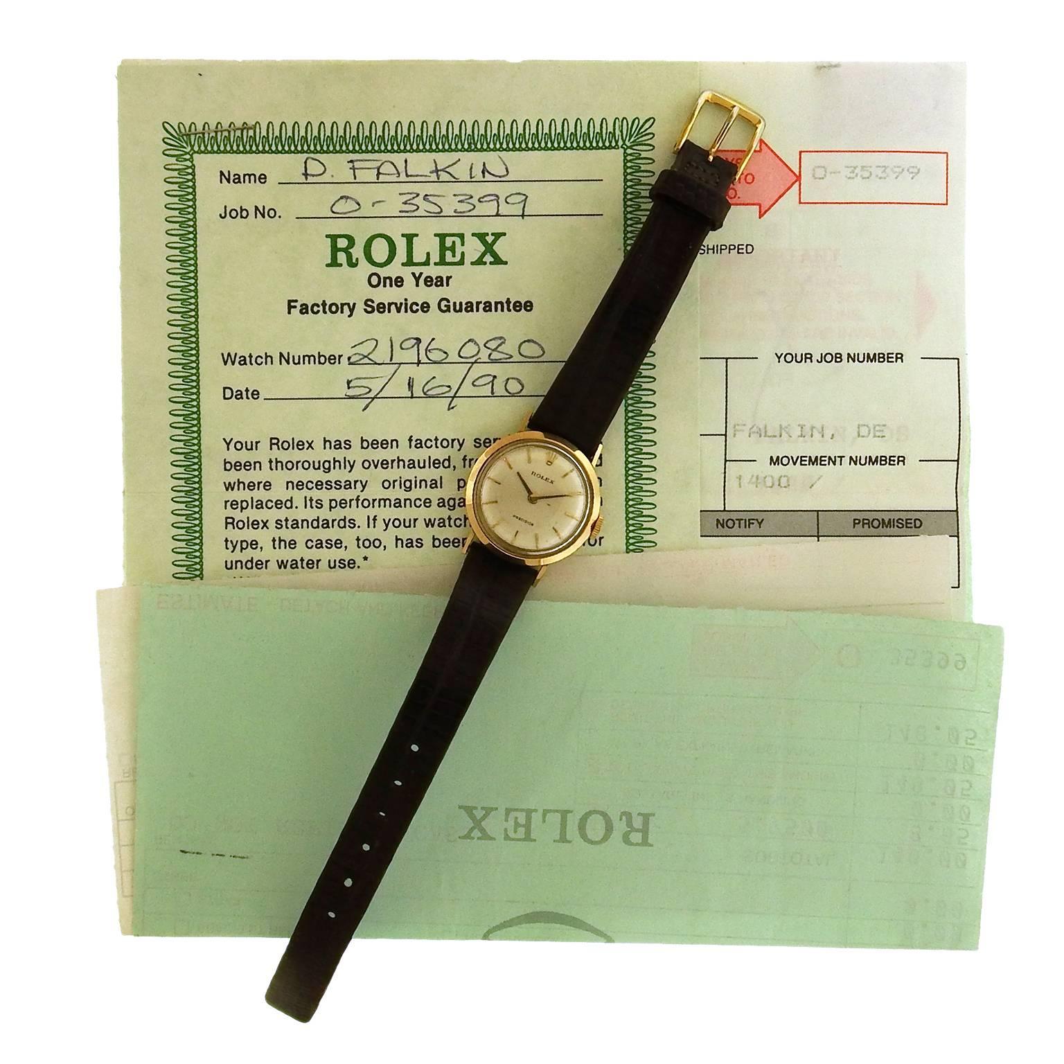 Rolex Ladies Yellow Gold Precision Manual Wind Wristwatch, circa 1960s 1