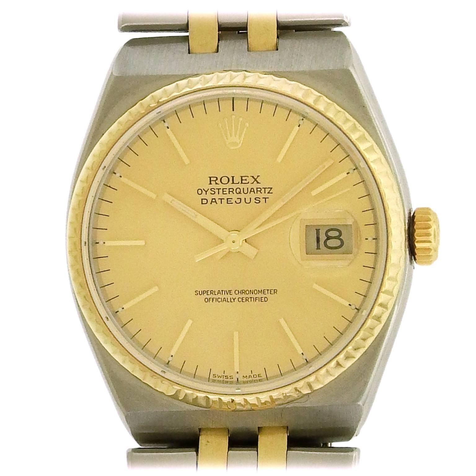 Rolex Stainless Steel Yellow Gold Oysterquartz Quartz Wristwatch Model 7013