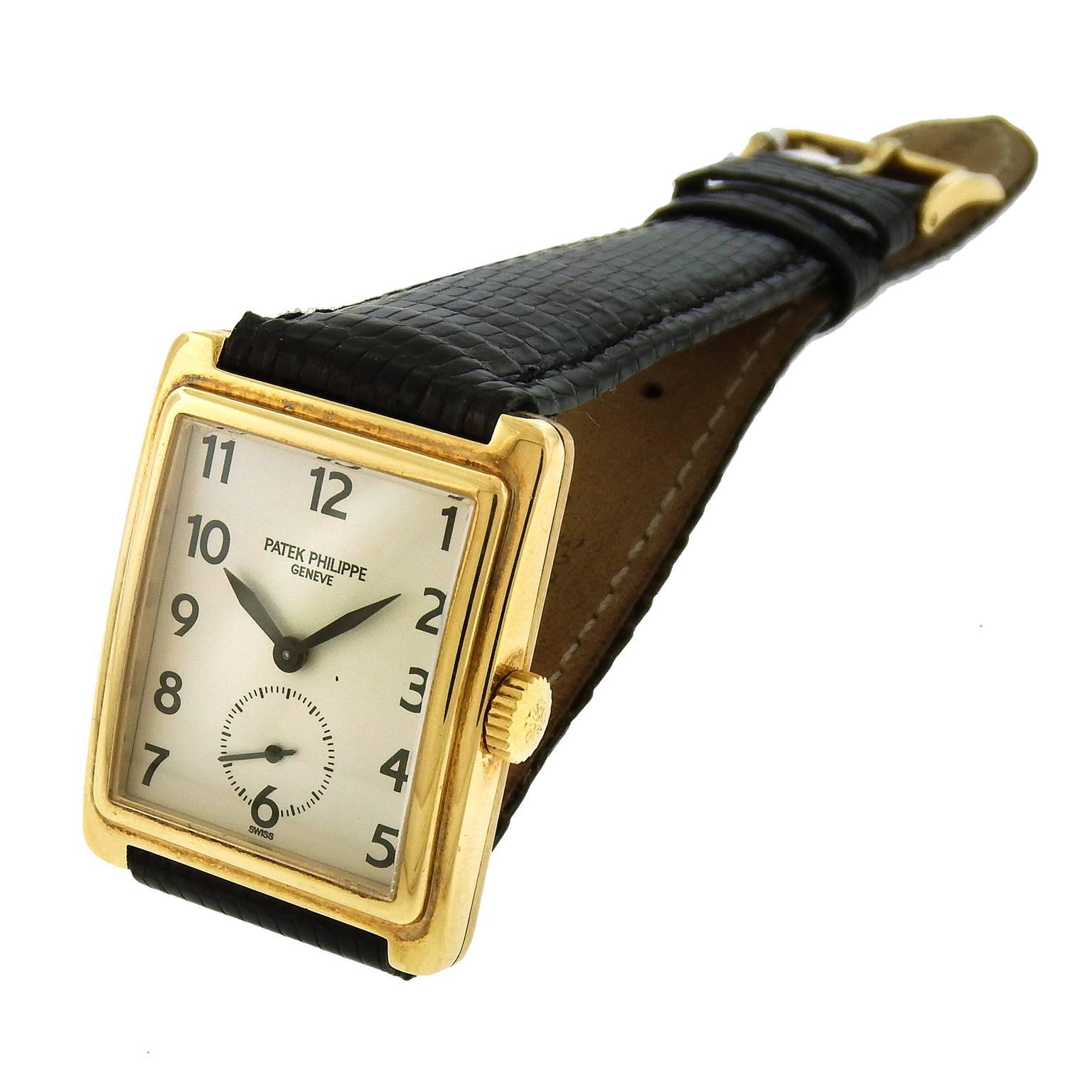 Patek Philippe Yellow Gold Gondolo Manual wind Dress Wristwatch Ref 5010J In Excellent Condition In New York, NY