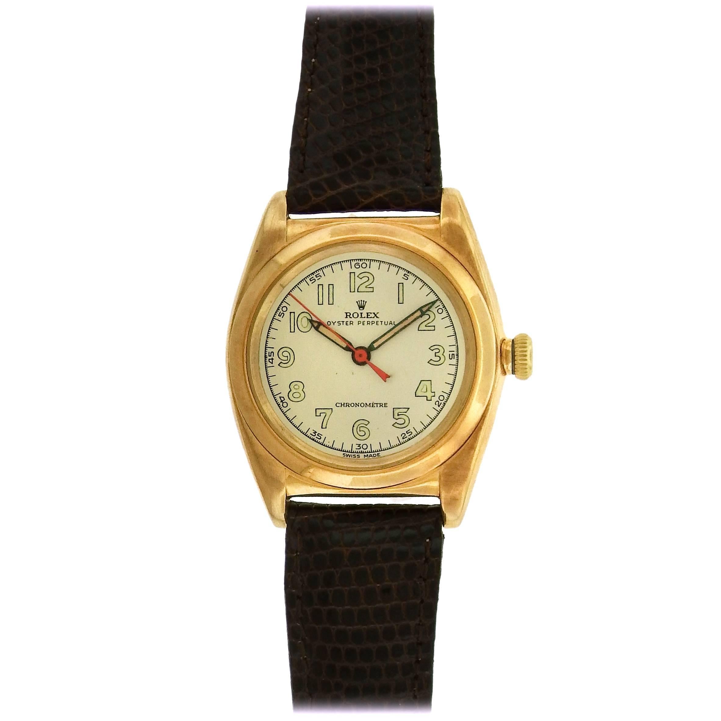 Rolex Rose Gold Bubbleback Self-Winding Wristwatch Ref 3131, circa 1945
