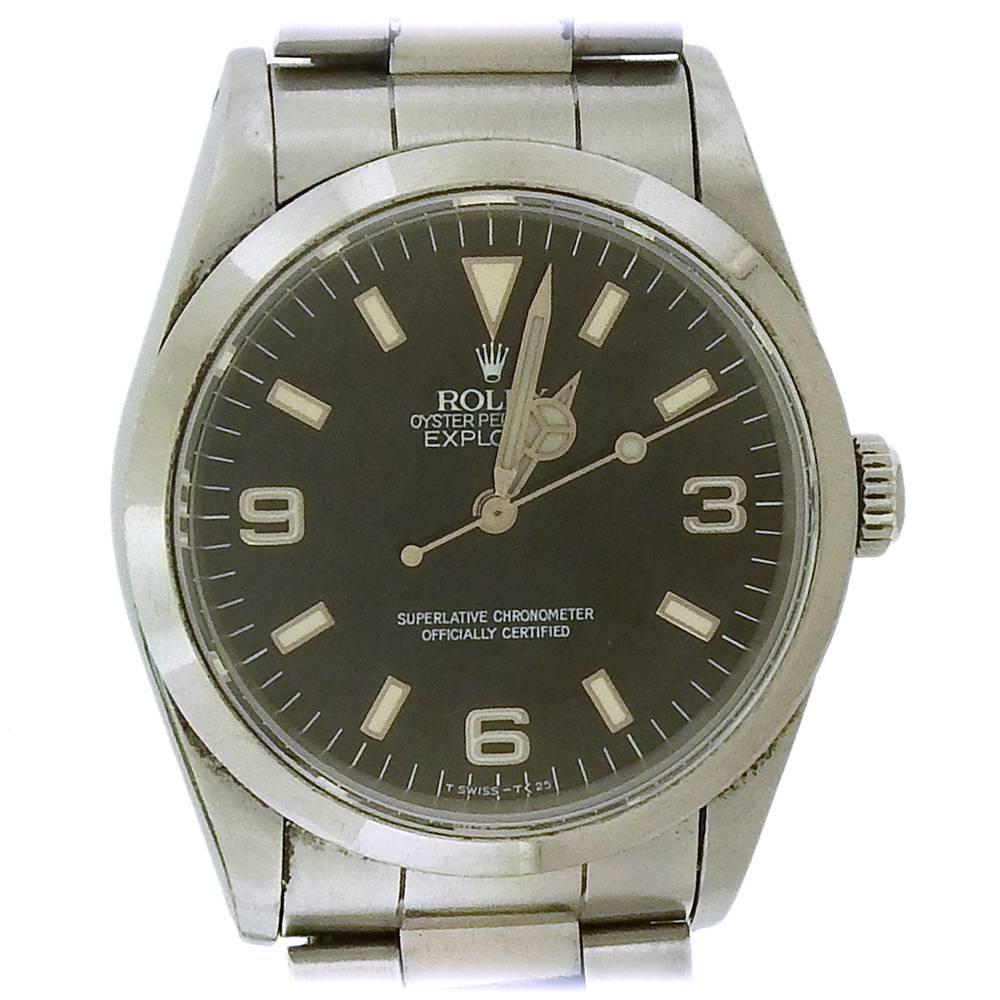Rolex Stainless Steel Explorer I Oyster Perpetual Wristwatch Ref 14270