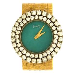 Piaget Yellow Gold Diamond Turquoise Manual Wind Ref 9197 6A Wristwatch