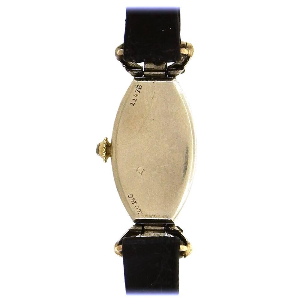 Women's Cartier Ladies Platinum Diamond Art Deco Wristwatch, circa 1915 For Sale