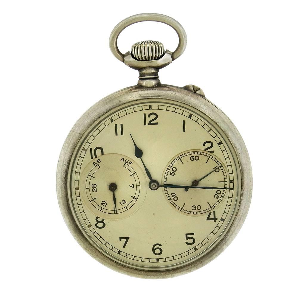 A. Lange & Sohne Silver Military Manual Wind Pocket Watch