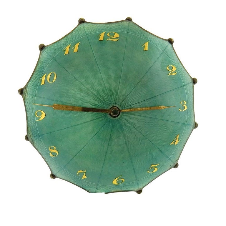 Rare Enamel Guilloche Umbrella Clock at 1stDibs