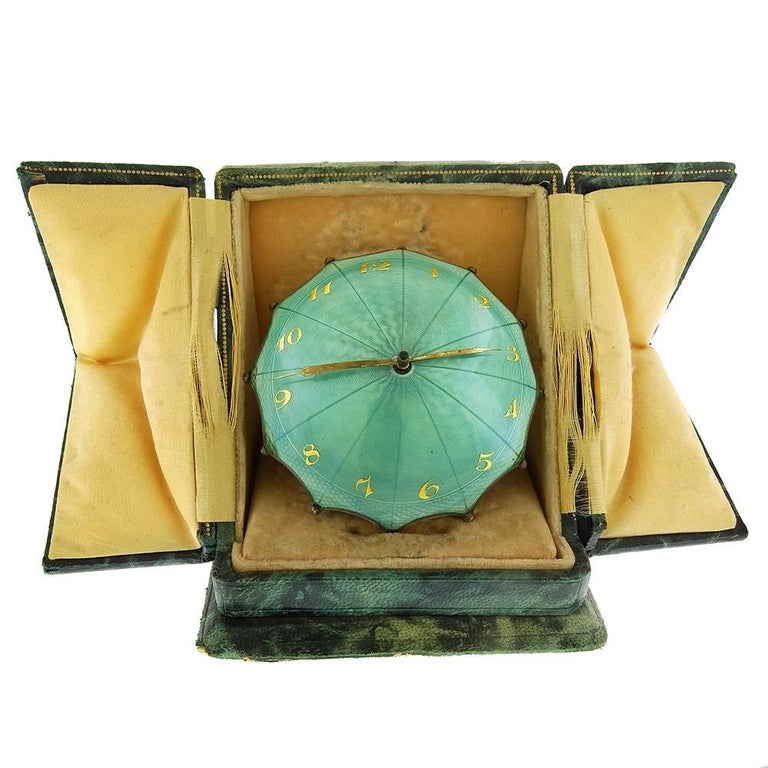 Rare Enamel Guilloche Umbrella Clock at 1stDibs