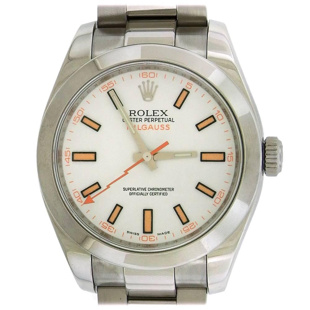 Rolex Stainless steel Milgauss Oyster Perpetual Self Winding Wristwatch 