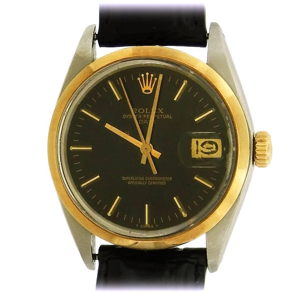 Rolex Stainless steel Date Black Dial automatic wristwatch Ref 1500, Circa 1978