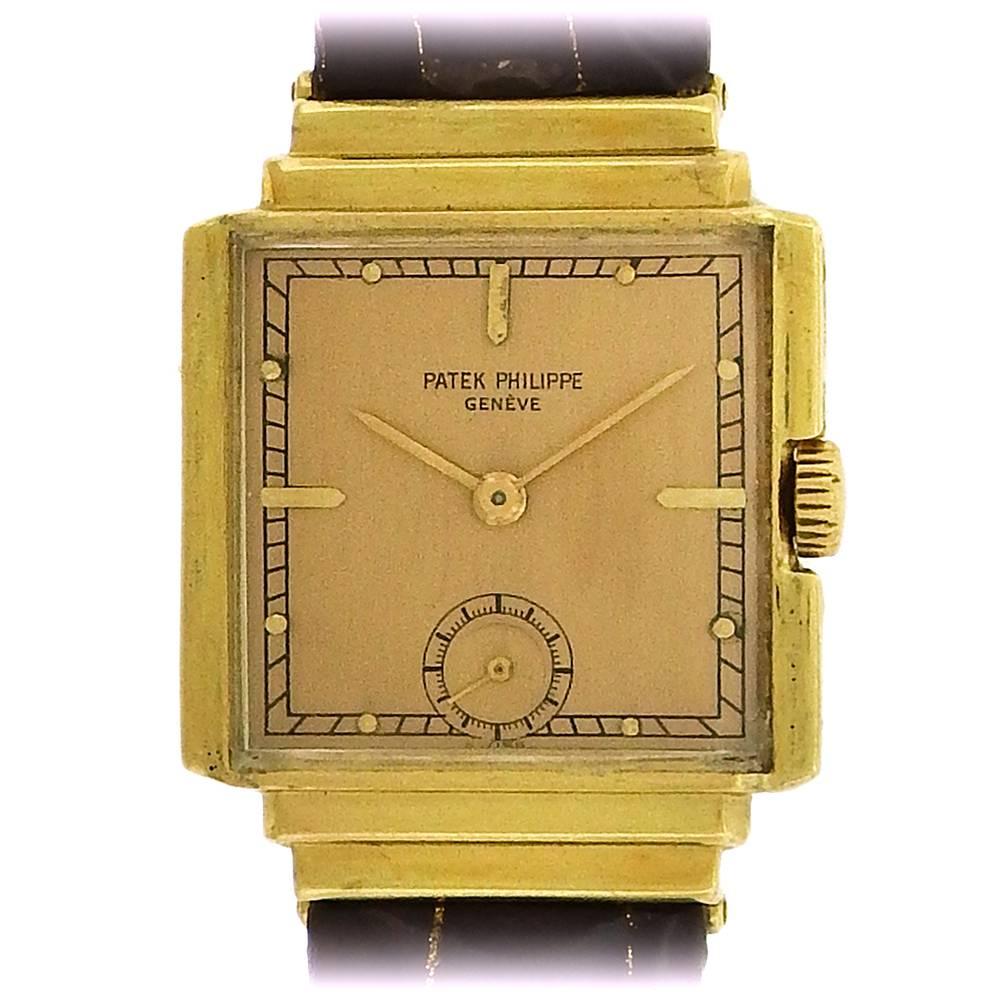 Patek Philippe Yellow Gold Stepped Case Manual Wristwatch Ref 1437, circa 1940s
