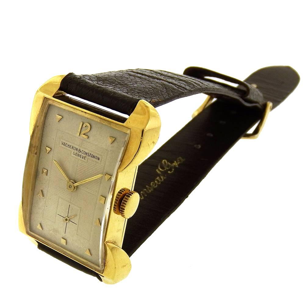 Vacheron & Constantin Yellow Gold Rectangular Tank Manual Wristwatch, circa 1952
