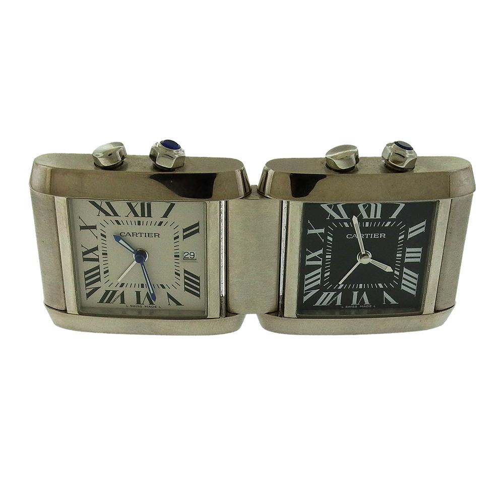 Women's or Men's Cartier Tank Francaise GMT Night/Day Travel Clock
