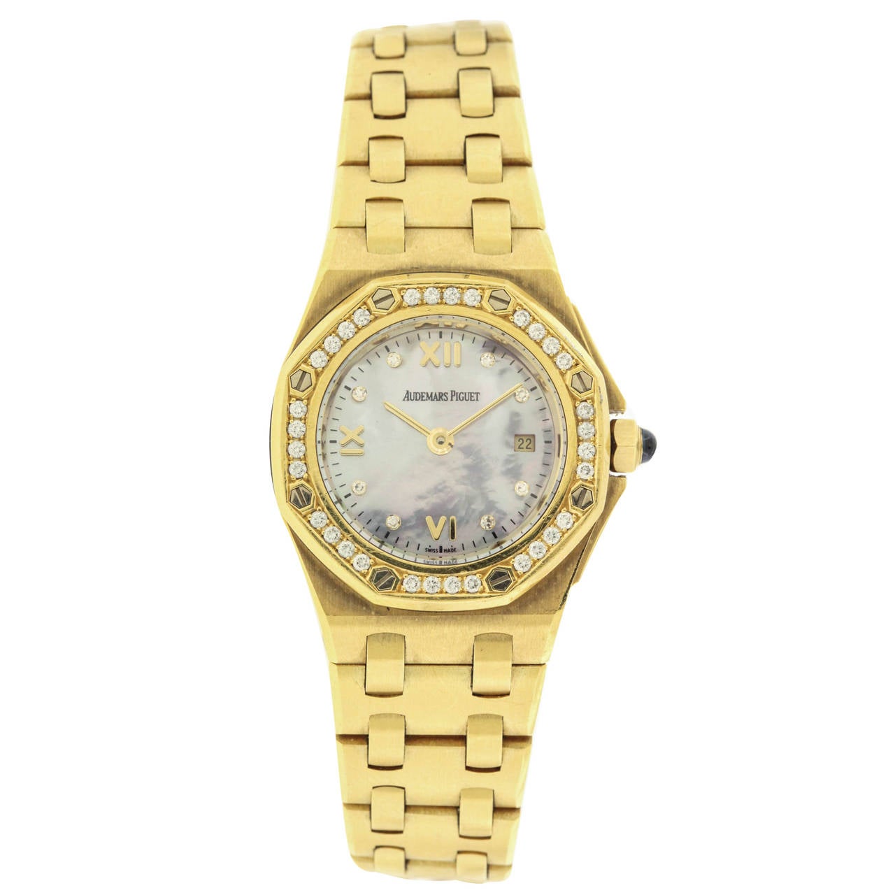 Audemars Piguet Yellow Gold Diamond Royal Oak Offshore Quartz Wristwatch