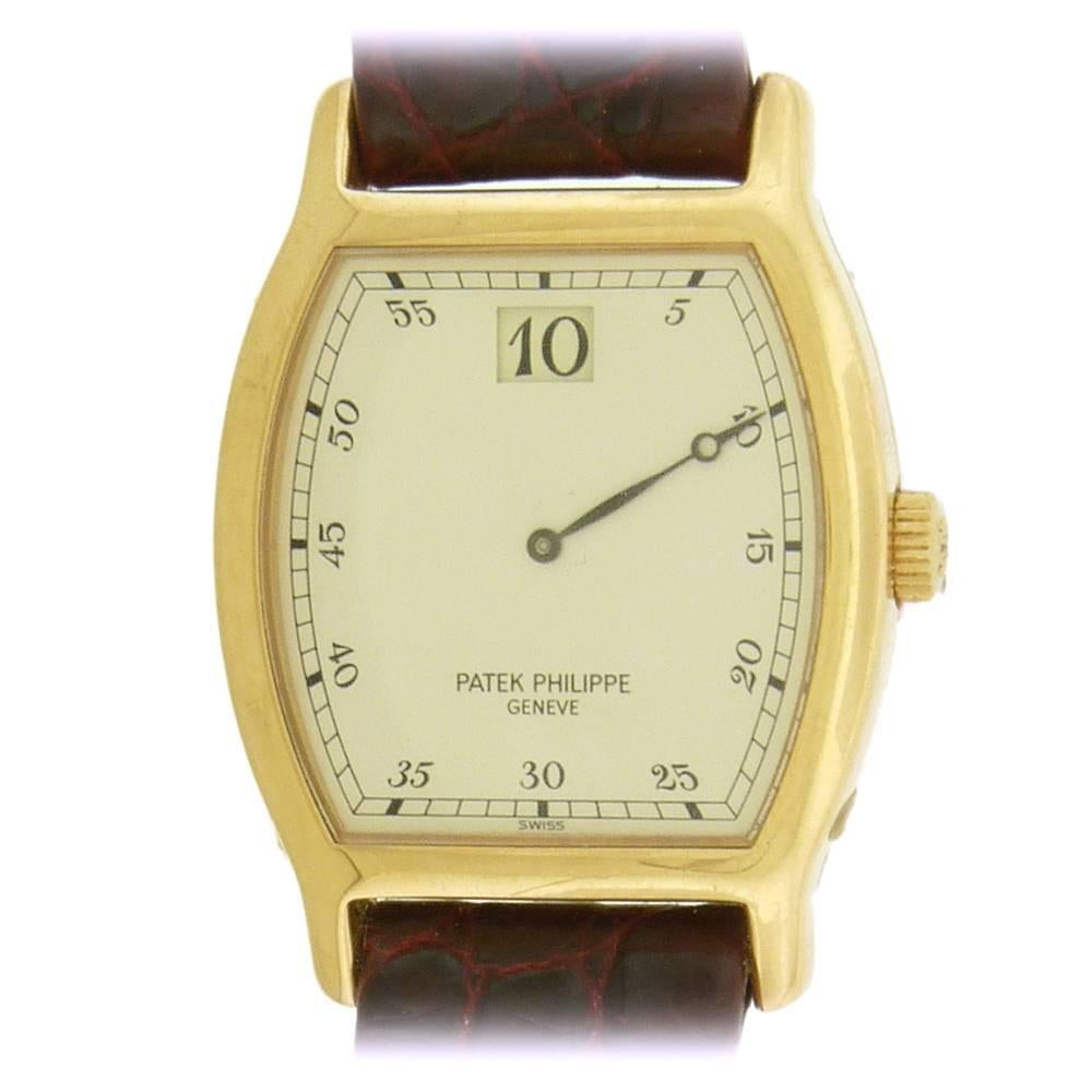 Patek Philippe Rose Gold Tonneau-Shape Anniversary Jump Hour Wristwatch