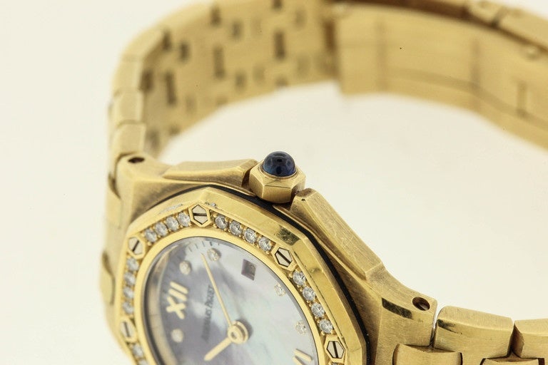 Audemars Piguet Yellow Gold Diamond Royal Oak Offshore Quartz Wristwatch 3