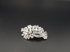 Important 9.3 Carat Baguette Marquise Round Brilliant Diamond Brooch