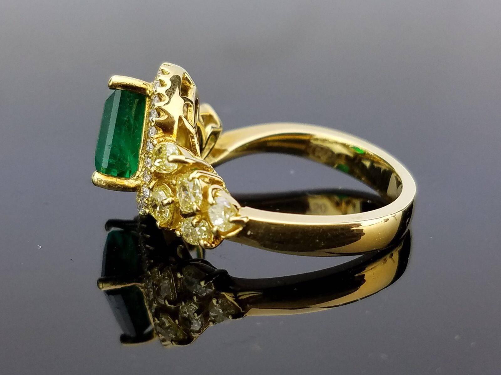 Zambian Emerald and Colored Diamond Cocktail Ring For Sale at 1stDibs ...
