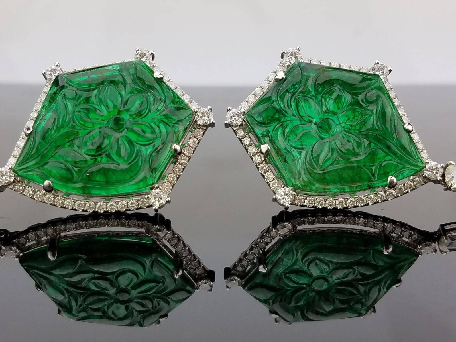 carved emerald earrings