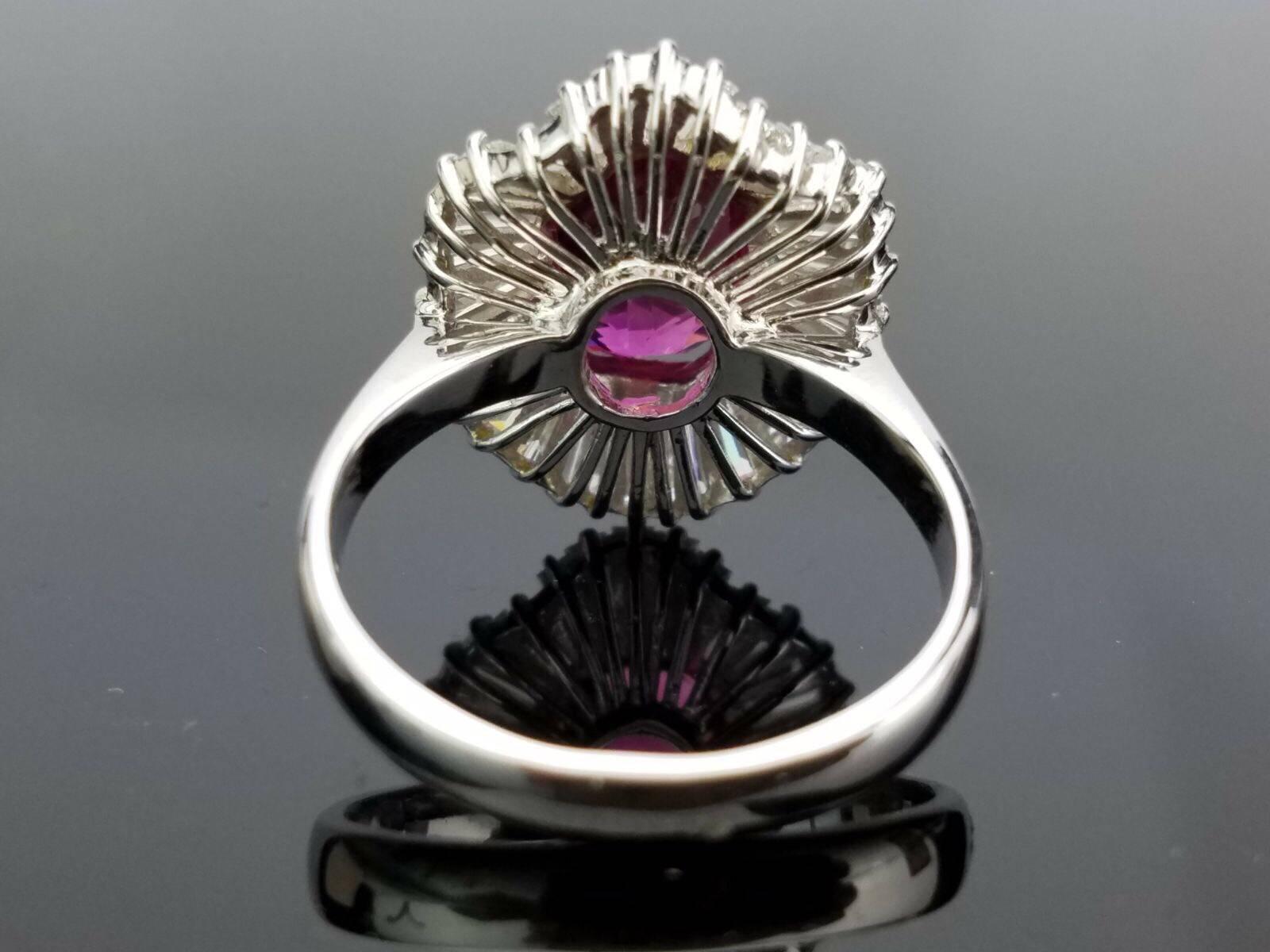 Oval Cut Classic Pink Sapphire and Diamond Art Deco Style Cocktail Ring