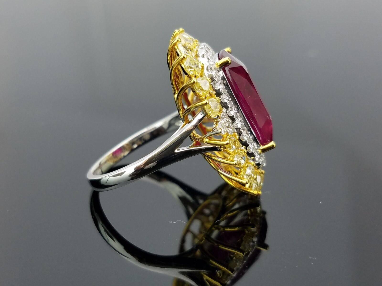 Modern GRS Certified 16.80 Carat Ruby and Diamond Cocktail Ring