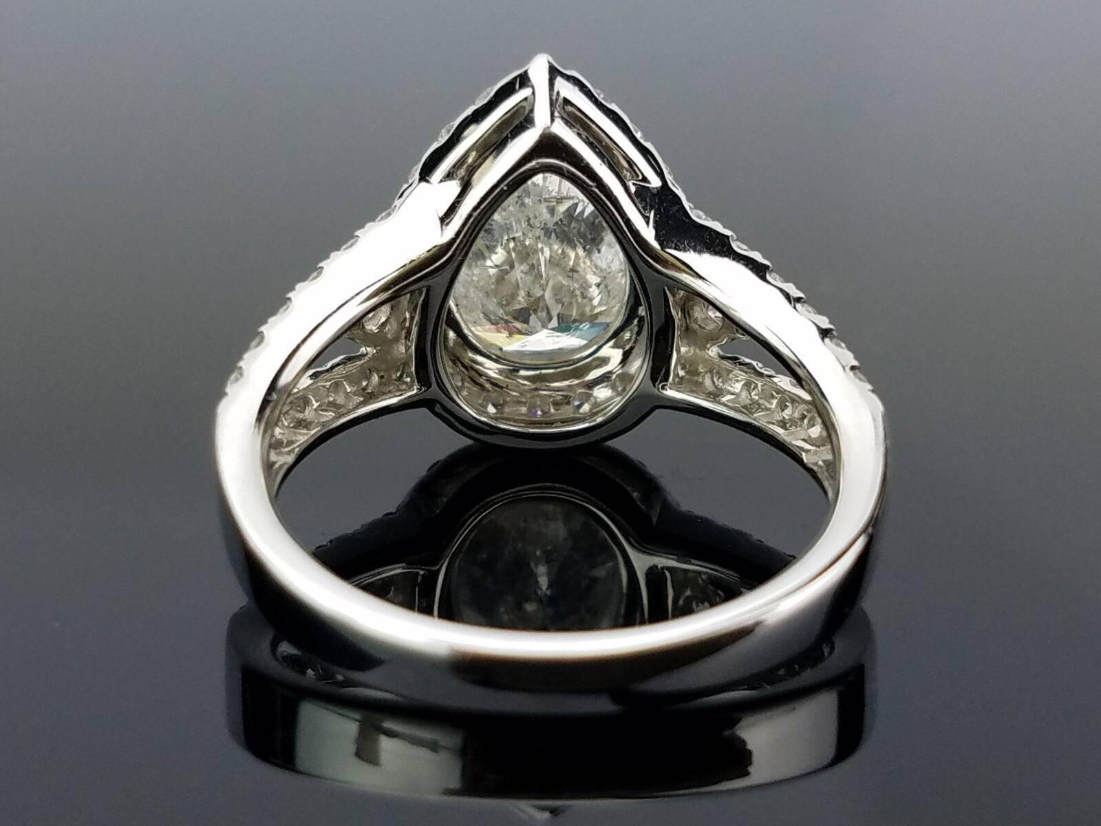 Modern 2.18 Carat Pear Shape Diamond Ring For Sale