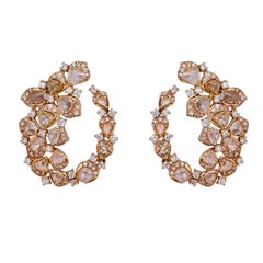 Statement Multicolored Diamond 18 Karat Gold Stud Earrings