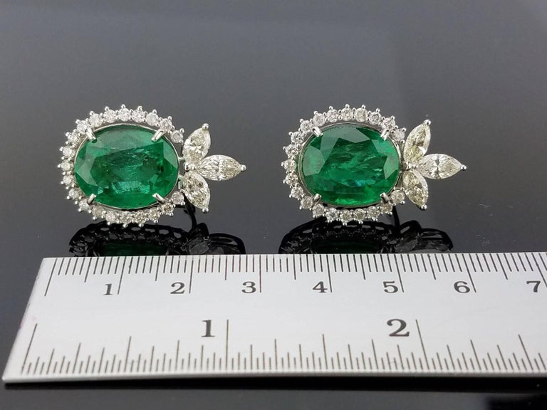 15.91 carat Oval Emerald and Diamond Stud Earrings For Sale at 1stDibs ...