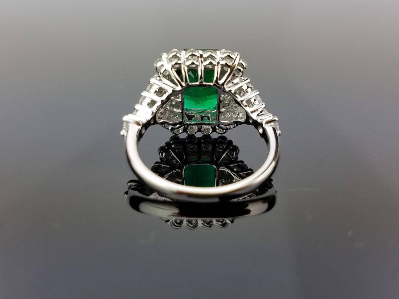 Art Deco 2.97 carat Emerald and Diamond Cocktail Ring For Sale