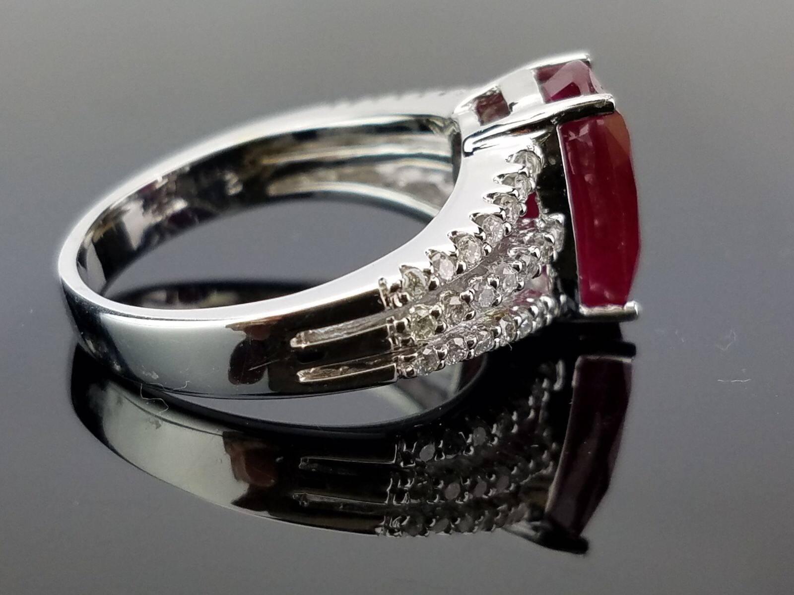 Art Deco 5.59 Carat Oval Ruby and Diamond Cocktail Ring
