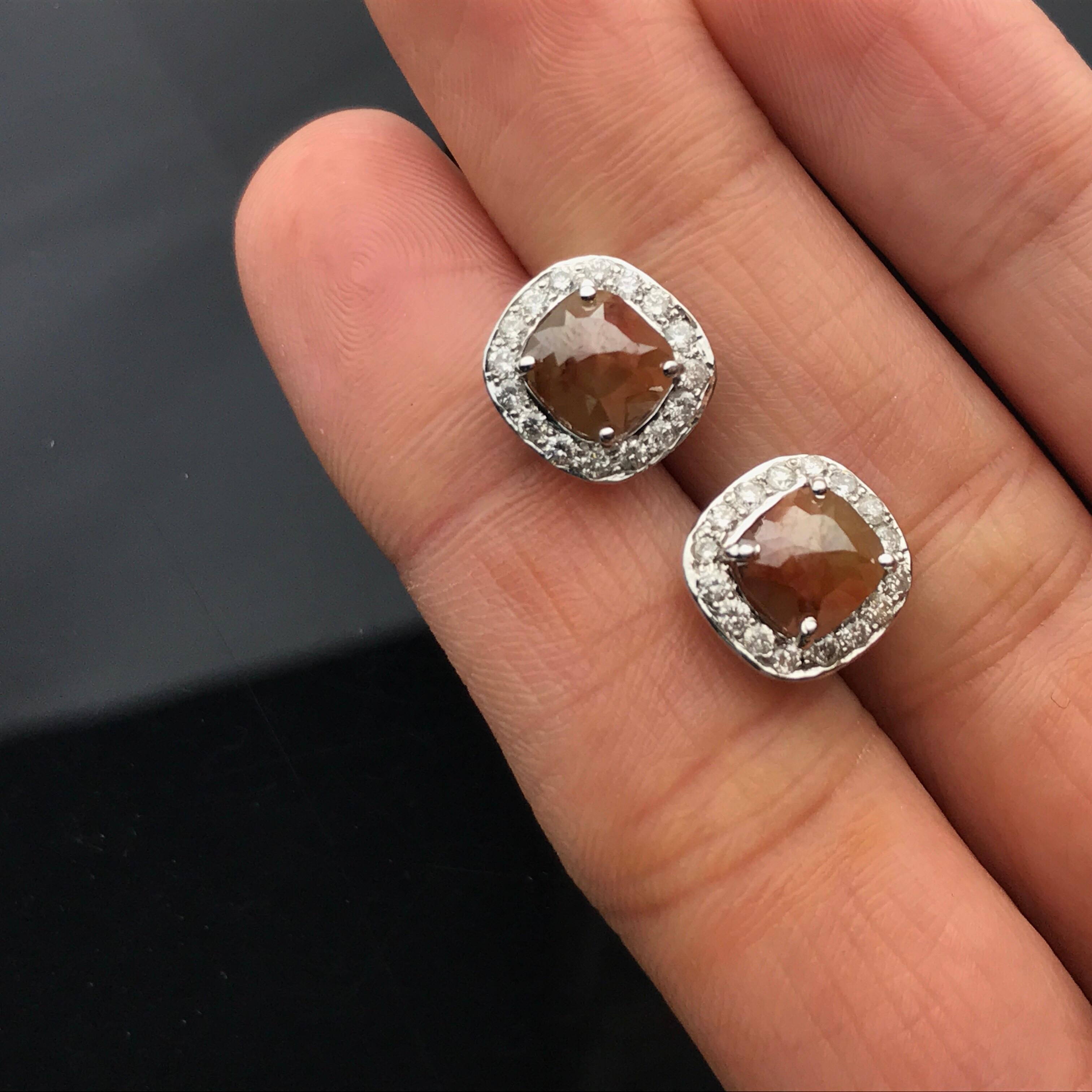 brown diamond earrings studs