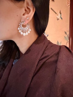 Natural 5.14 Carat Diamond and 30.5 Carat Pearl Earrings