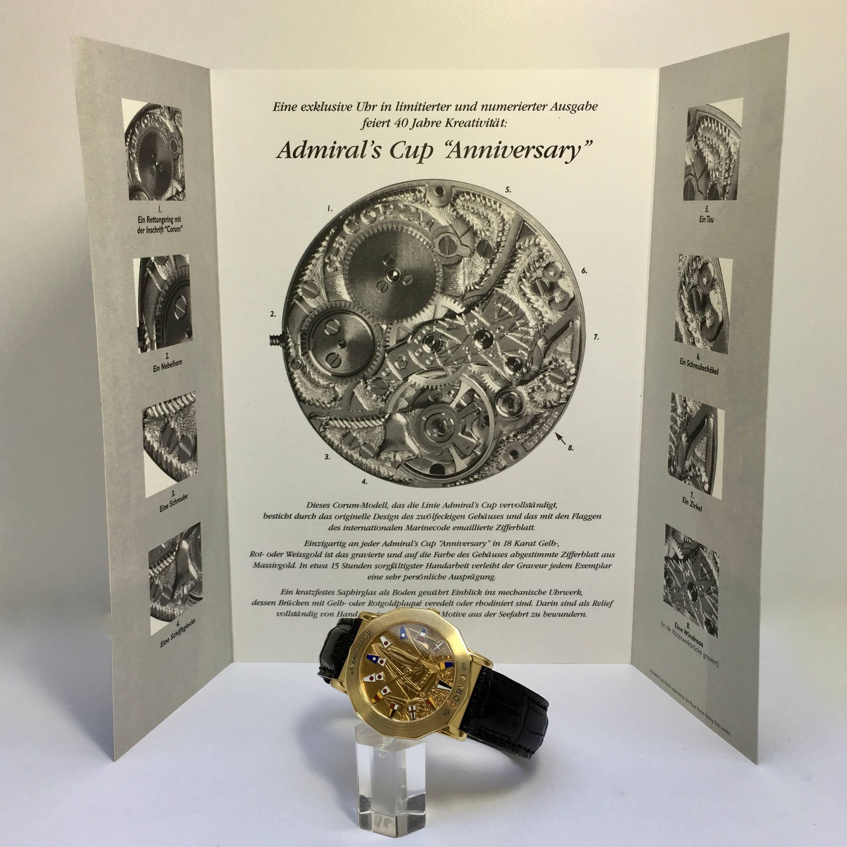 Corum Yellow Gold Admiral's Cup Anniversary Ltd Ed mechanical Wristwatch, 1995 7