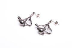 Solid Silver Antique Art Nouveau English Charles Horner Earrings