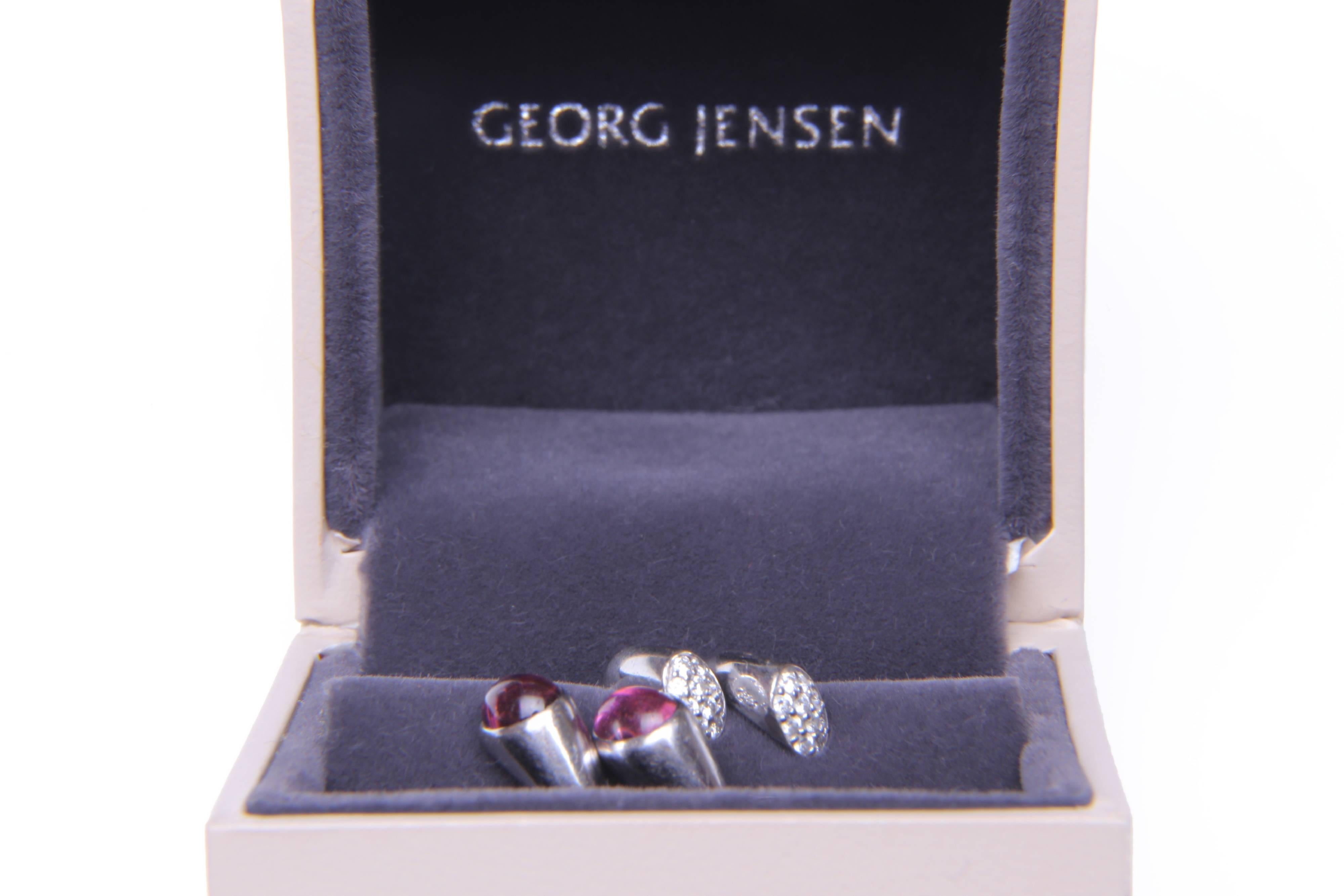 Georg Jensen Two White Gold Diamond and Tourmaline Carnival Rings 1