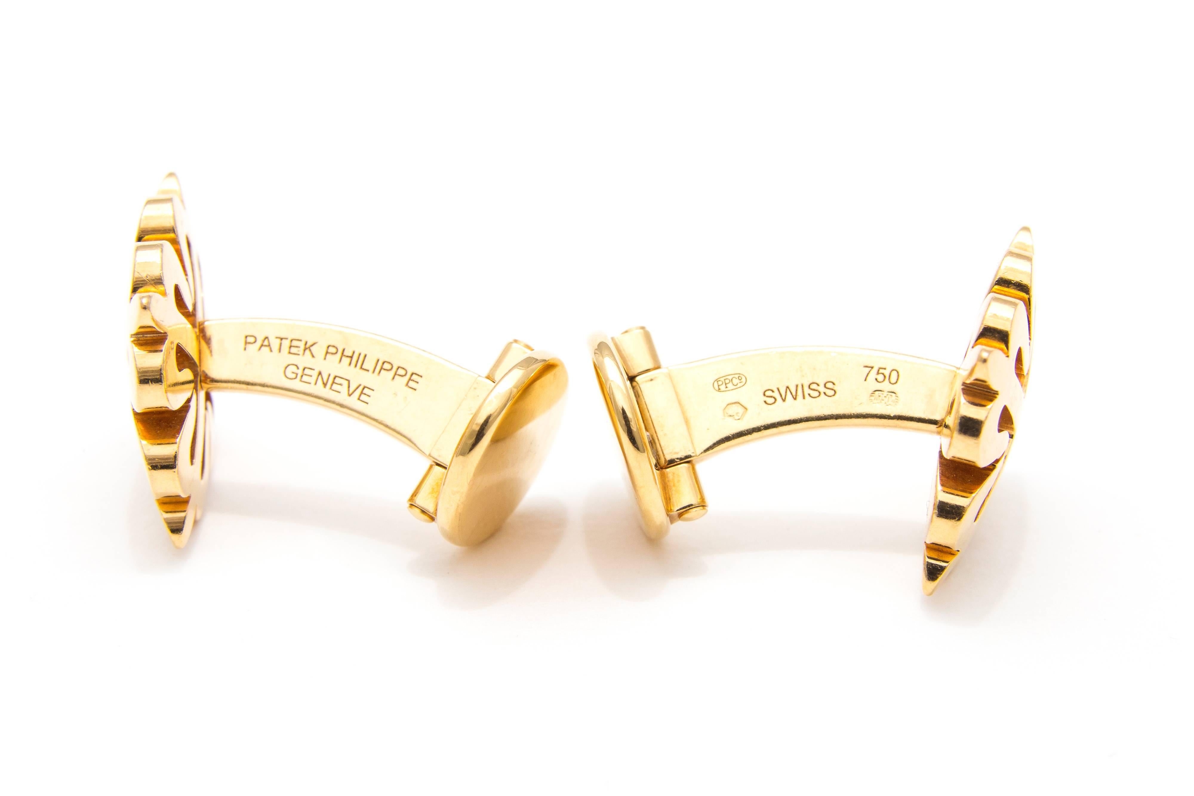 Contemporary Patek Philippe 18 Carat Gold Calatrava Cross Cufflinks